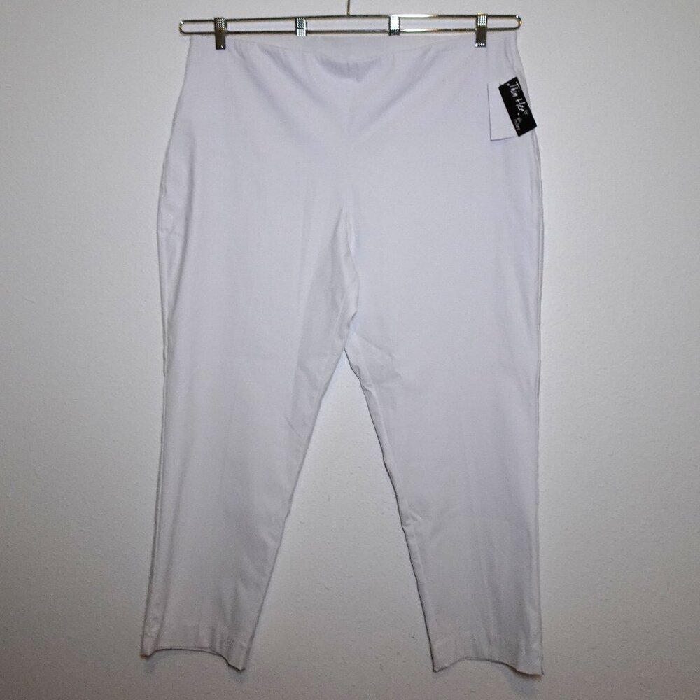 Ali Miles Thin Her Wide Leg Pants Women's Plus Size 20W White Stretch Capsule